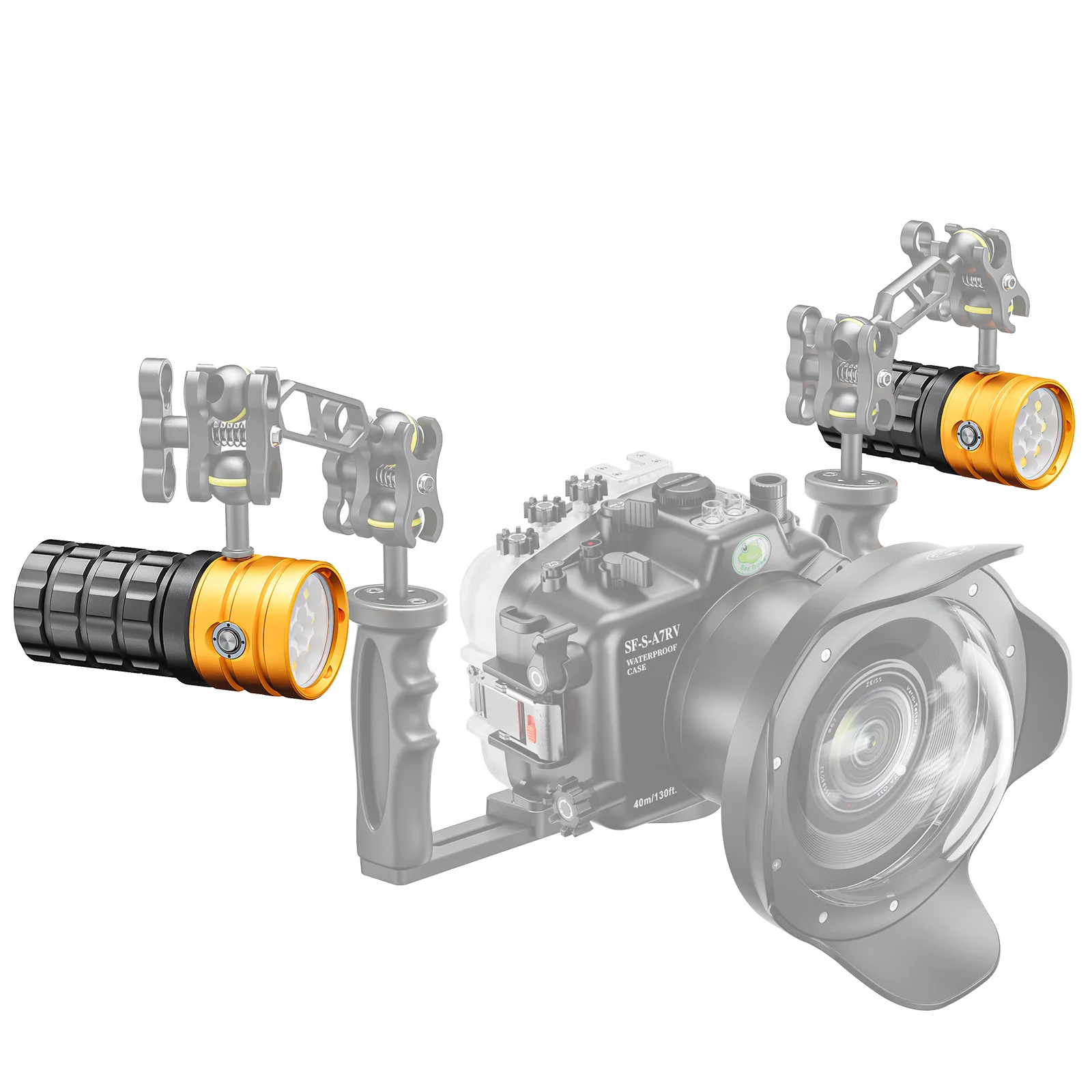 Seafrogs-MK-19 Lanterna de mergulho profissional, luz estroboscópica subaquática, LED à prova d'água, fotografia e vídeo luz, 11000LM, 100m