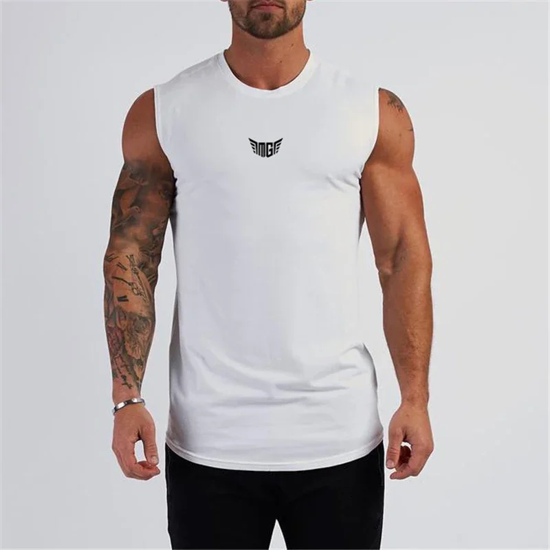 Summer Compression Gym Tank Top Men Cotton Bodybuilding Fitness Sleeveless T Shirt Workout Clothing Mens Sportswear Muscle Vests