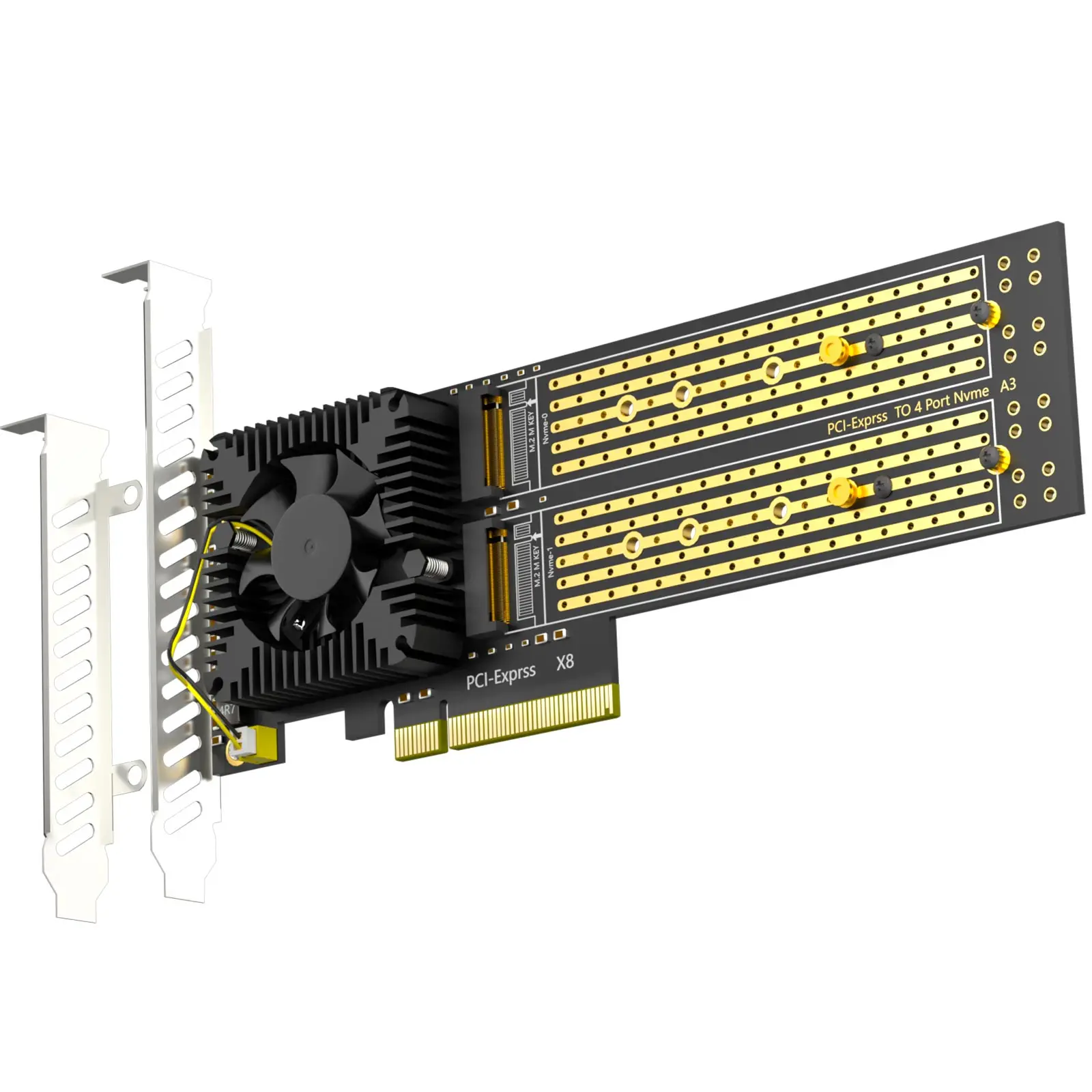 

4-slot M.2 PCIe 3.0 Adapter for 4 M.2 NVMe SSD, Software M.2 SSD RAID, Support PCIe Bifurcation