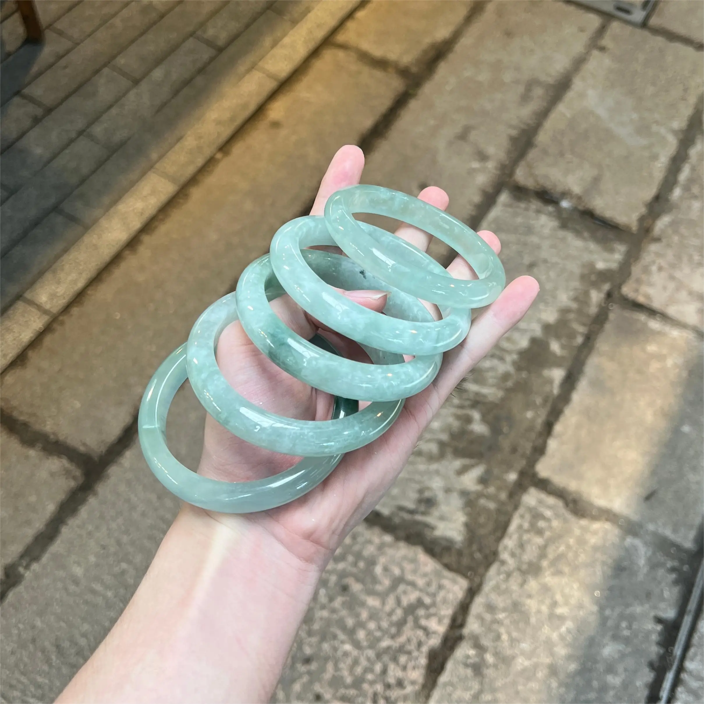 

Tricolor Pure Myanmar Jade Bracelet Jade Bangle Jadeite 52~66mm Jasper Bangles Fit Adult Women Hand Jewelry For Mother Gift