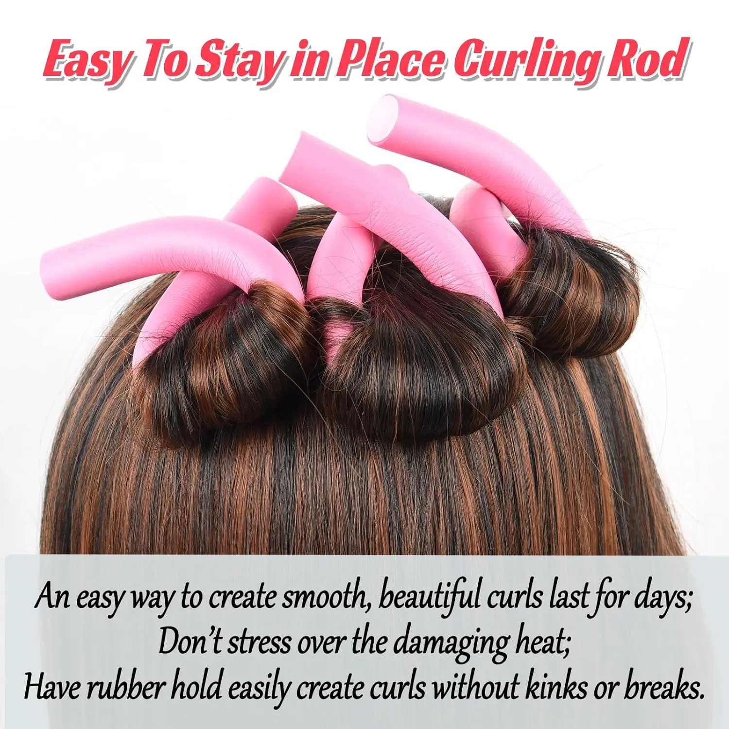 20PCS Heatless Hair Curlers Flexible Soft Foam Hair Rollers No Heat Bendable Curling Rods for All Length Hair 7 Colors Sizes view 6