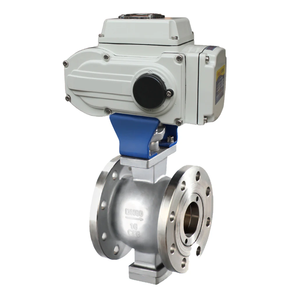 

China Sale 2"~12" Motorized Flanged V Port Ball Valve AC110-220V Electric Flanged V Ball Valve