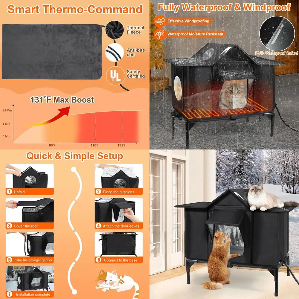 

Утепленный уличный домик для кошек с грелкой и приподнятым основанием для бездомых кошек