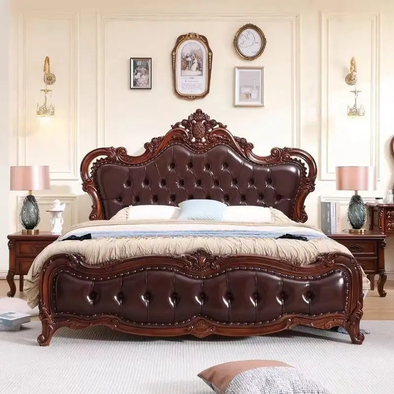 

……*2025 Luxury European Home Furniture Bedroom Furniture Storage European Loyal Bed With Big Bedhead for Villa