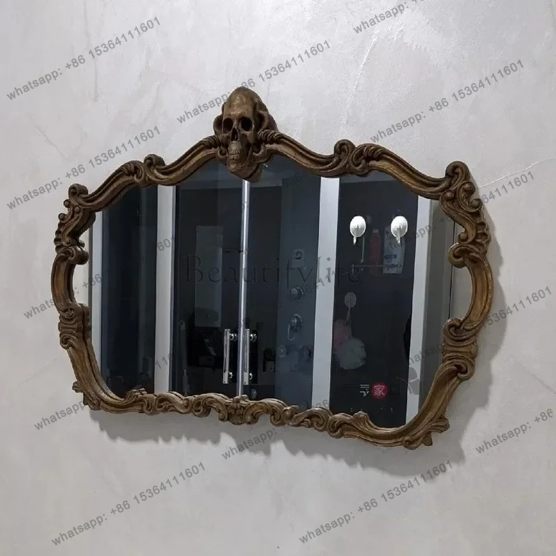 

Bathroom wall-mounted mirror American special-shaped retro bathroom mirror Wash table makeup mirror