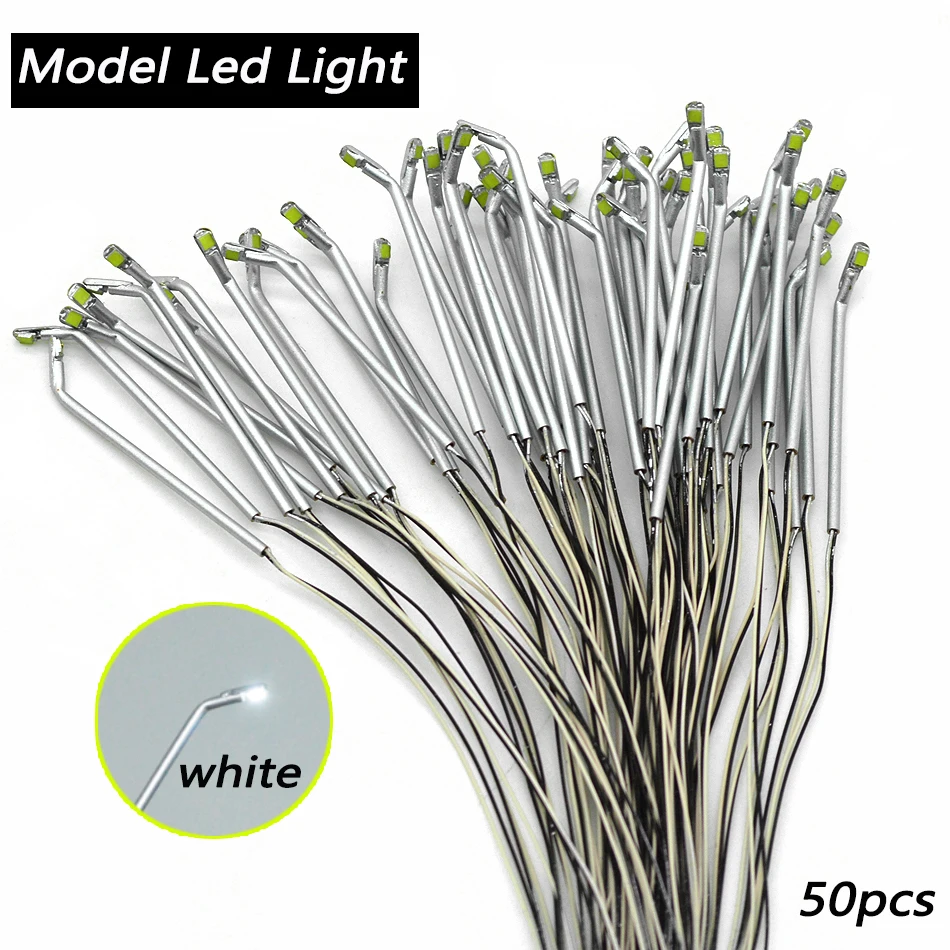 50Pcs Miniature Street Lamppost Model Metal Led Light Scale1:50-1:500 For HO Train Building Scene Layout Diorama Materials Kits