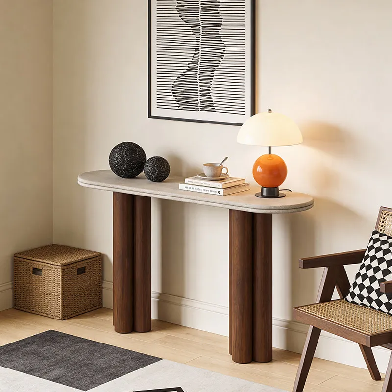Style Glamour Console Table Quality Delicacy Tiny Cute Cream Style Entryway Table Light Luxury Round Consola Mesa Home Furniture
