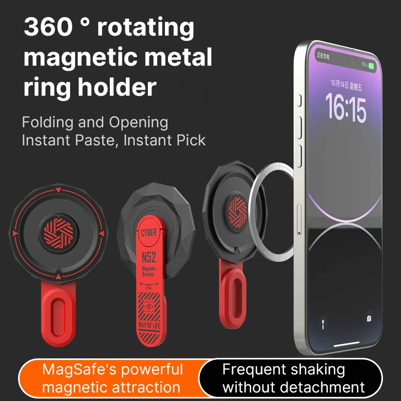 for MagSafe Phone Grip Stand, 3-in-1 Magnetic Finger Ring Holder Double-Sided Magnetic Phone Stand for iPhone 12 16 15 14 13 17