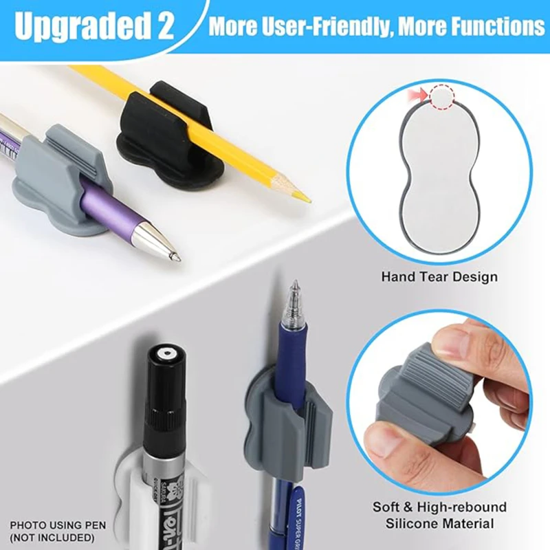 Silicone Pen Holder Desktop Marker Pen Ballpoint Pen Pencil Storage Clip Anti-lost Anti-fall Self-Adhesive Pen Holder Organizer