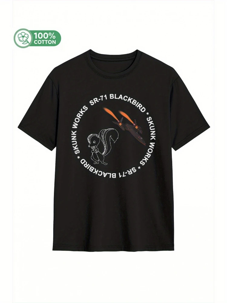

SR-71 Blackbird pattern - 100% cotton summer short-sleeved O-neck men's printed T-shirt.