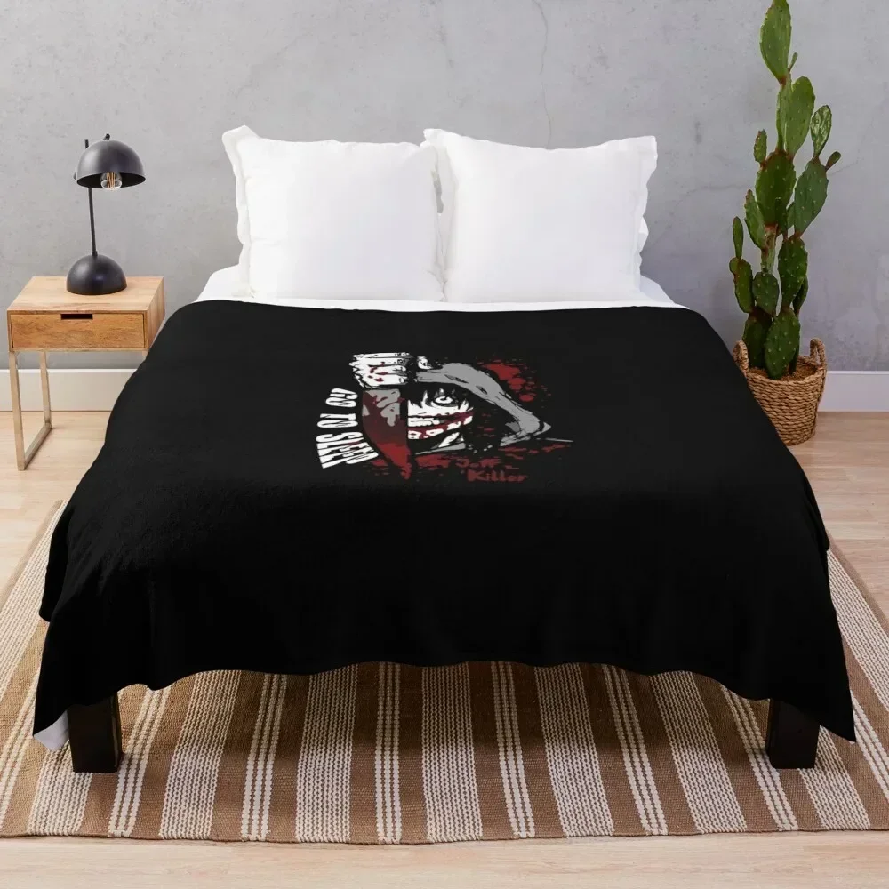 

Jeff The Killer - Go to Sleep Throw Blanket halloween blankets ands wednesday Hairys Blankets