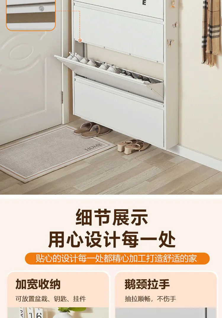 Ultraflacher Klappbarer Schuhschrank Organizer für Eingangsbereich Flur Platzsparender Schuhregal Metallregale Vertikale Wohnzimmermöbel – Detail 11
