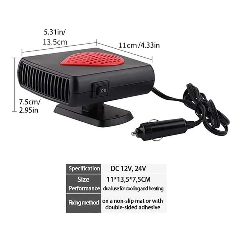 12V Car Fan Heater,500W Car Defroster For Windshield,Hot And Cold Car Cooling Fan With Cigarette Lighter Socket