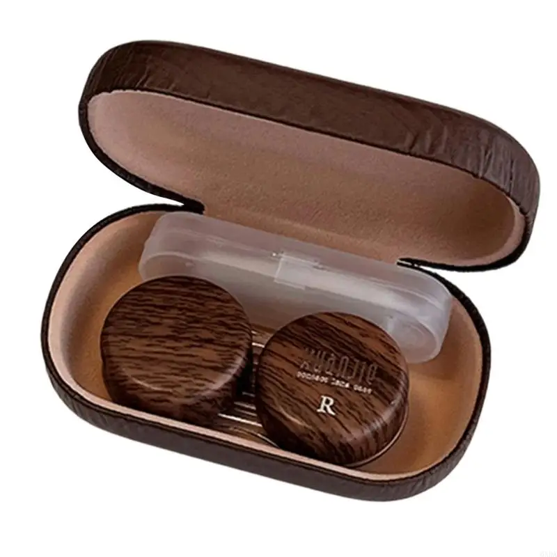 Practical PU Leather Eyewear Organizers Contacts Lens Case with Wearing Tool And Tweezers For Convenient Travel Eye Care 6XDA