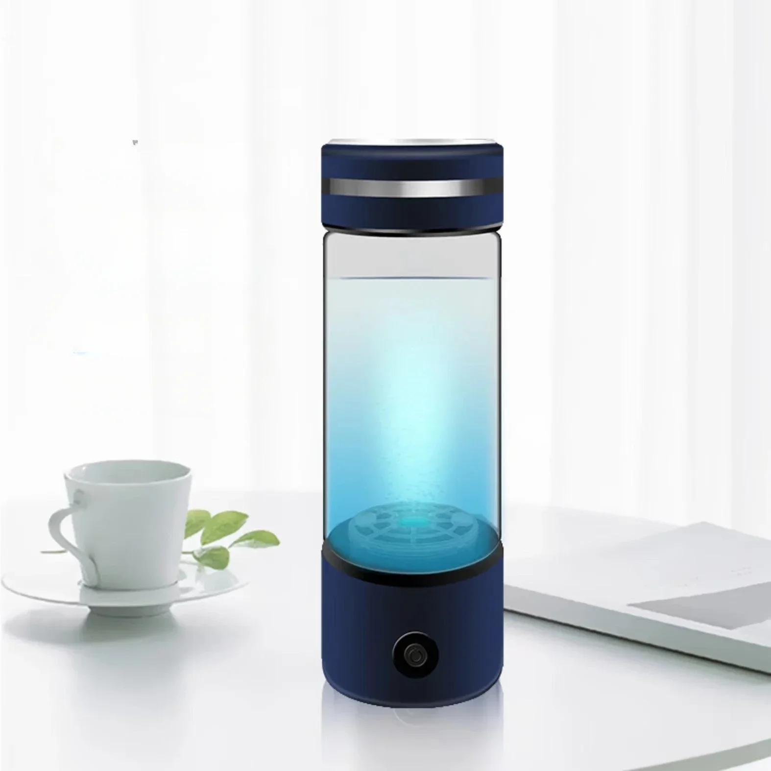 Bouteille d'Eau à Hydrogène Portable avec Technologie SPE PEM, Électrolyse Rapide en Trois Apprentis, Générateur d'Hydrogène de 300ml (Argent)