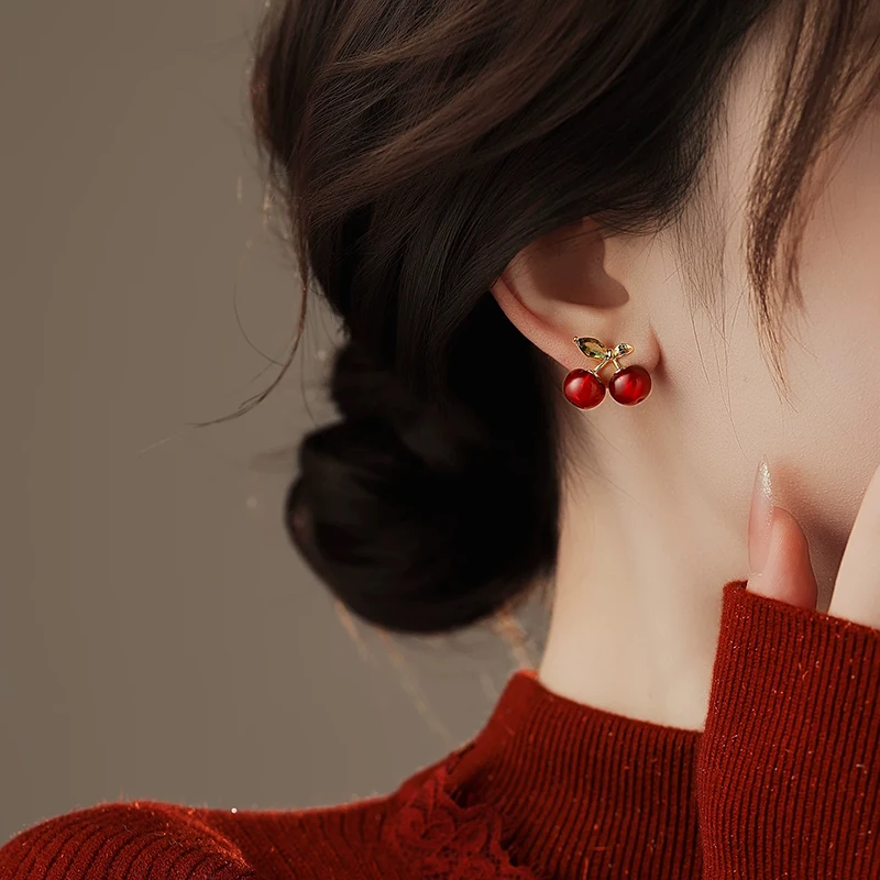 Süße Rosa Kirsch-Ohrstecker für Frauen und Junge Mädchen 2026 Design-Sensation Sommer Luxus-Accessoires Ungewöhnlicher Ohrschmuck – Detail 12