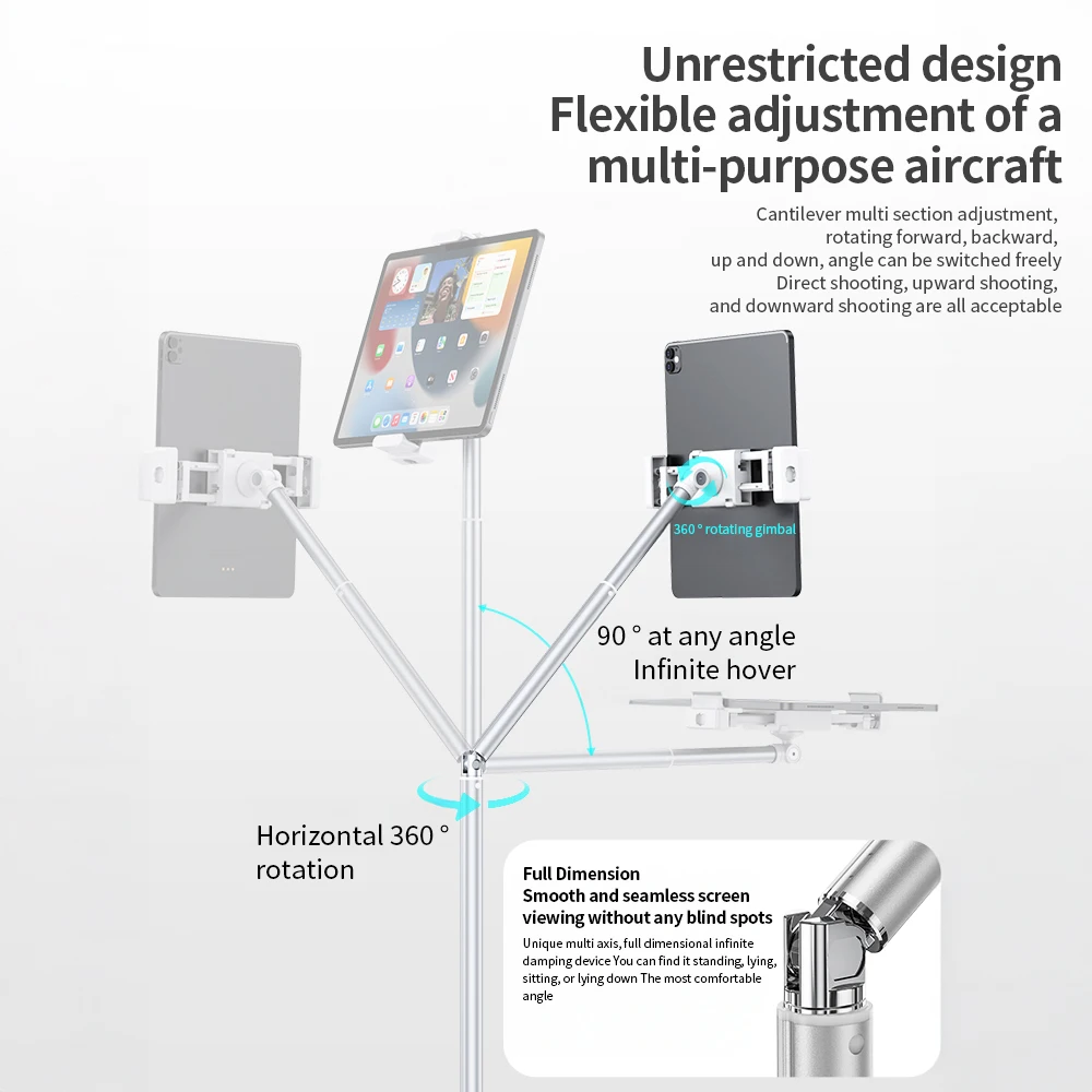 ขายึดโทรศัพท์สำหรับไลฟ์สด 180 °   ขาตั้งกล้องแบบพับได้พร้อมน้ำหนัก ขาตั้งแบบคานยื่น อุปกรณ์เสริมสำหรับขาตั้งเซลฟี่