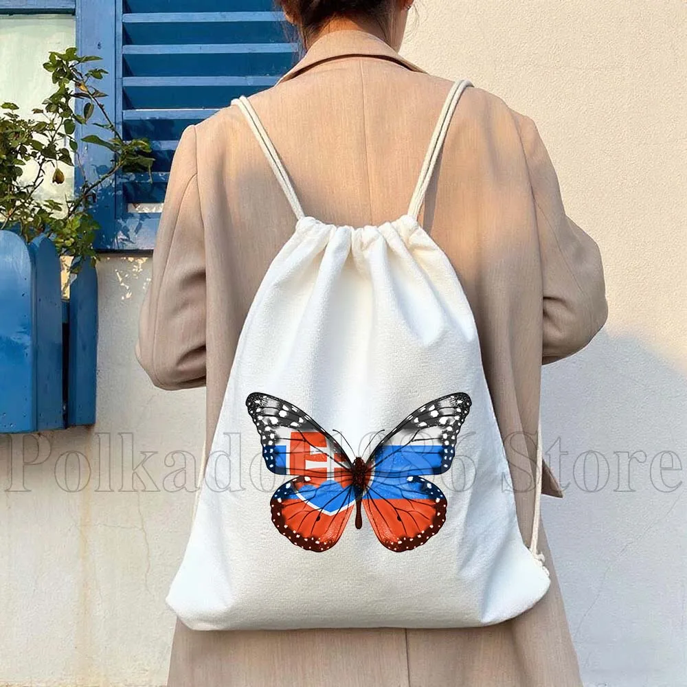 سلوفاكيا علم الدولة فراشة القلب السلوفاكي خريطة قماش الرباط حقائب الظهر الرياضة الصالة الرياضية Sackpack سلسلة حقيبة هدية عيد ميلاد