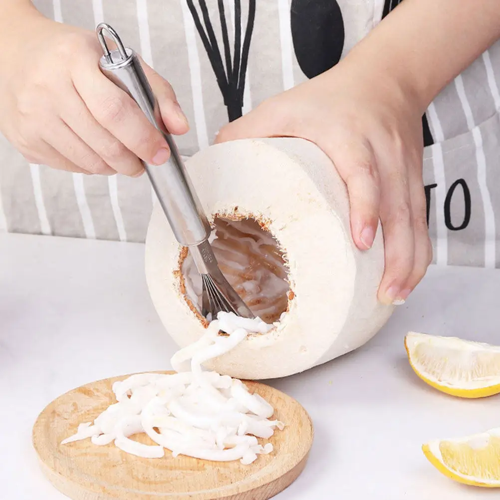 4Pcs Stainless Steel Coconut Meat Scrapers Fish Scaler Scraper Multi Use Kitchen Coconut Grater Portable Fruit Scraper