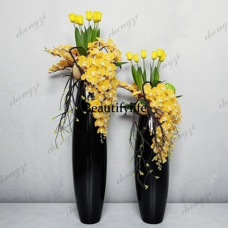 FRP floor-to-ceiling vase shopping mall hotel Meichen decoration modern olive flower pot