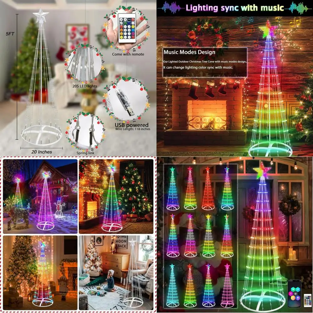 

5-Foot LED Christmas Tree Cone with Remote and App Control, Outdoor Light Show for Yard, Porch, Indoor/Outdoor Decorations