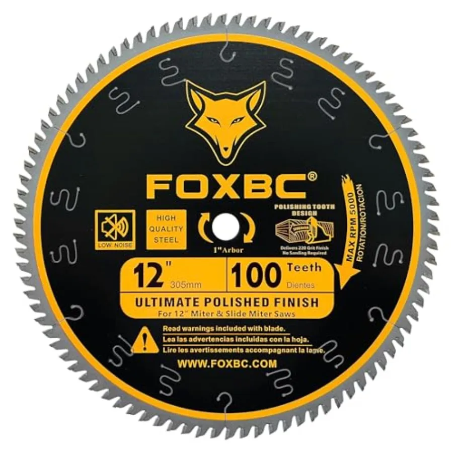 

12 Inch Miter Saw Blade 100 Teeth Ultimate Polished Finish Saw Blade for Wood with 1 Inch Arbor