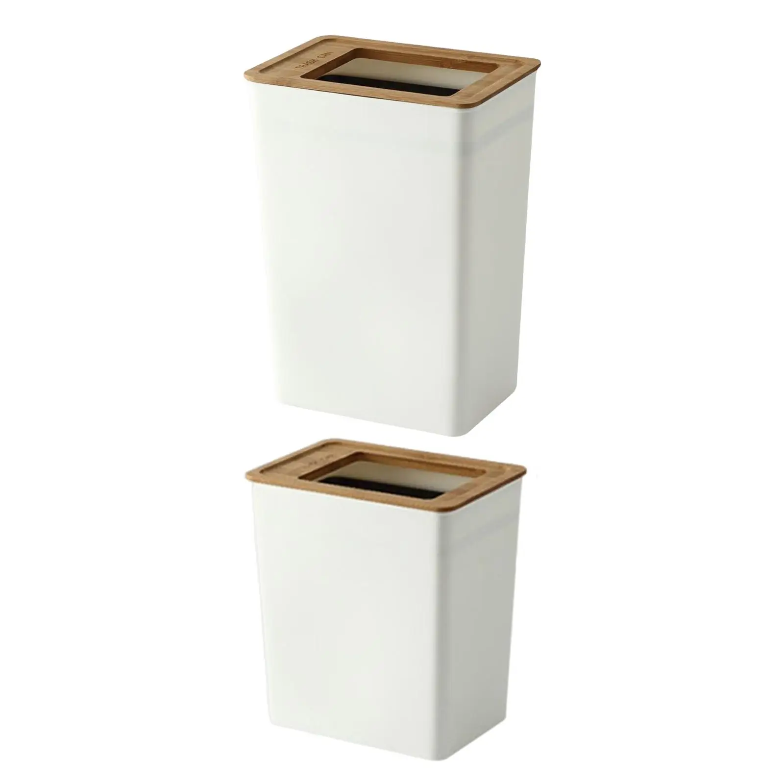 

Bamboo Lid Trash can Durable Garbage Container Bin Anti Skid Rectangular for Kitchen Bedroom Bathroom Outdoor Office