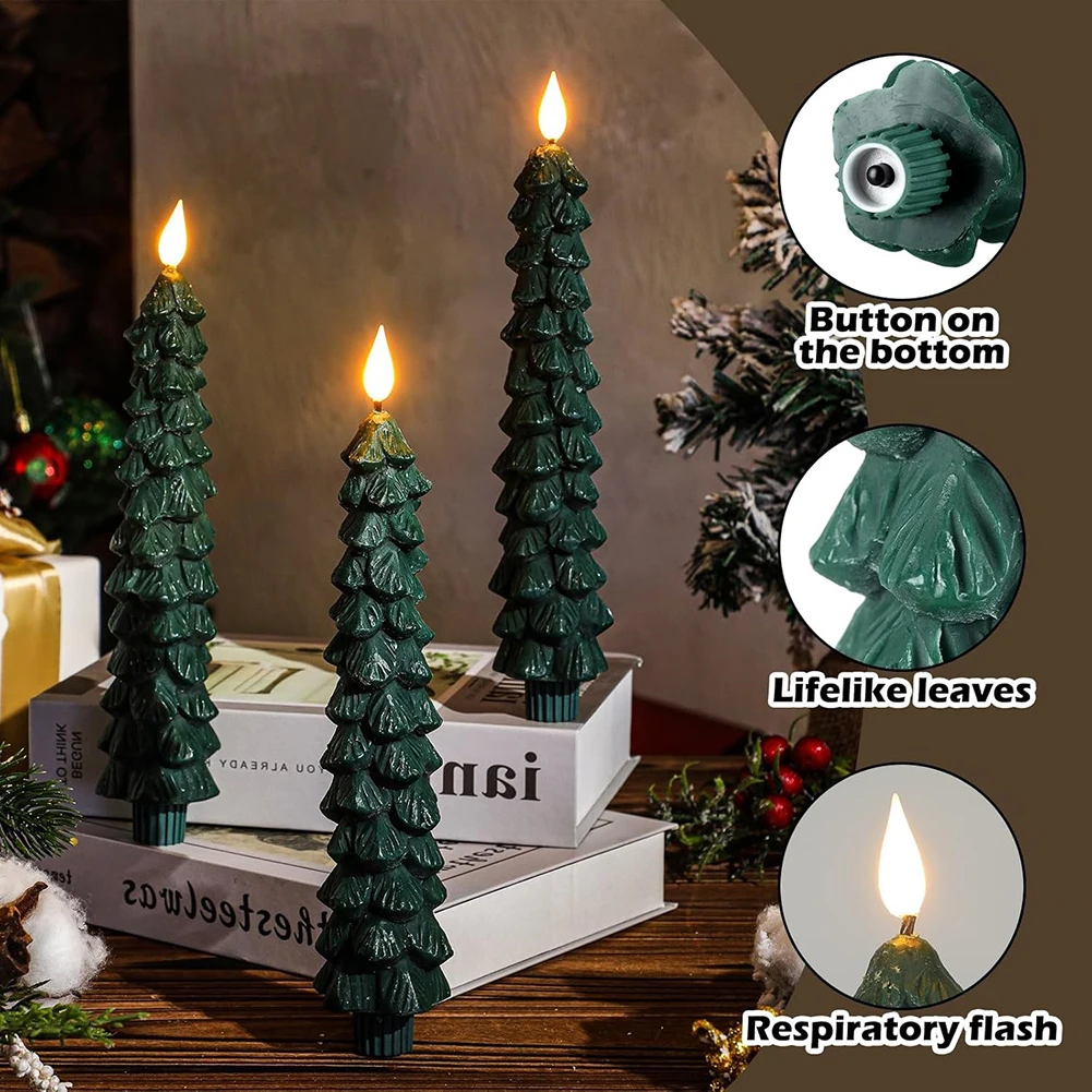 

Christmas Pinecone Simulation Candlelight Remote-Controlled Flameless Taper for Tree with Effect LED Operated Candles Lamp