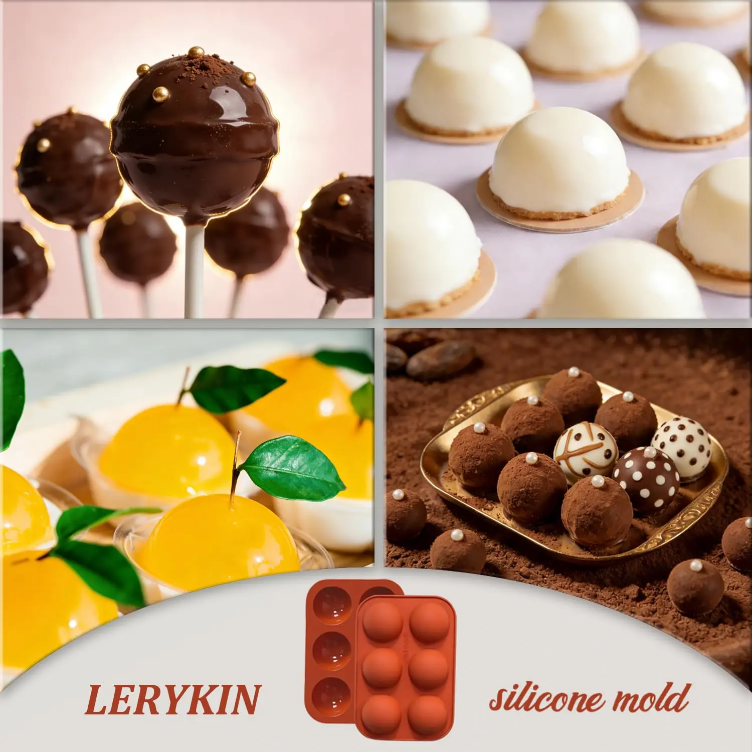 1-2 Pcs Silicone Semi Sphere Chocolate Molds, Half Sphere Non-Stick Baking Mould, Perfect for Hot Cocoa, Cake, Jelly