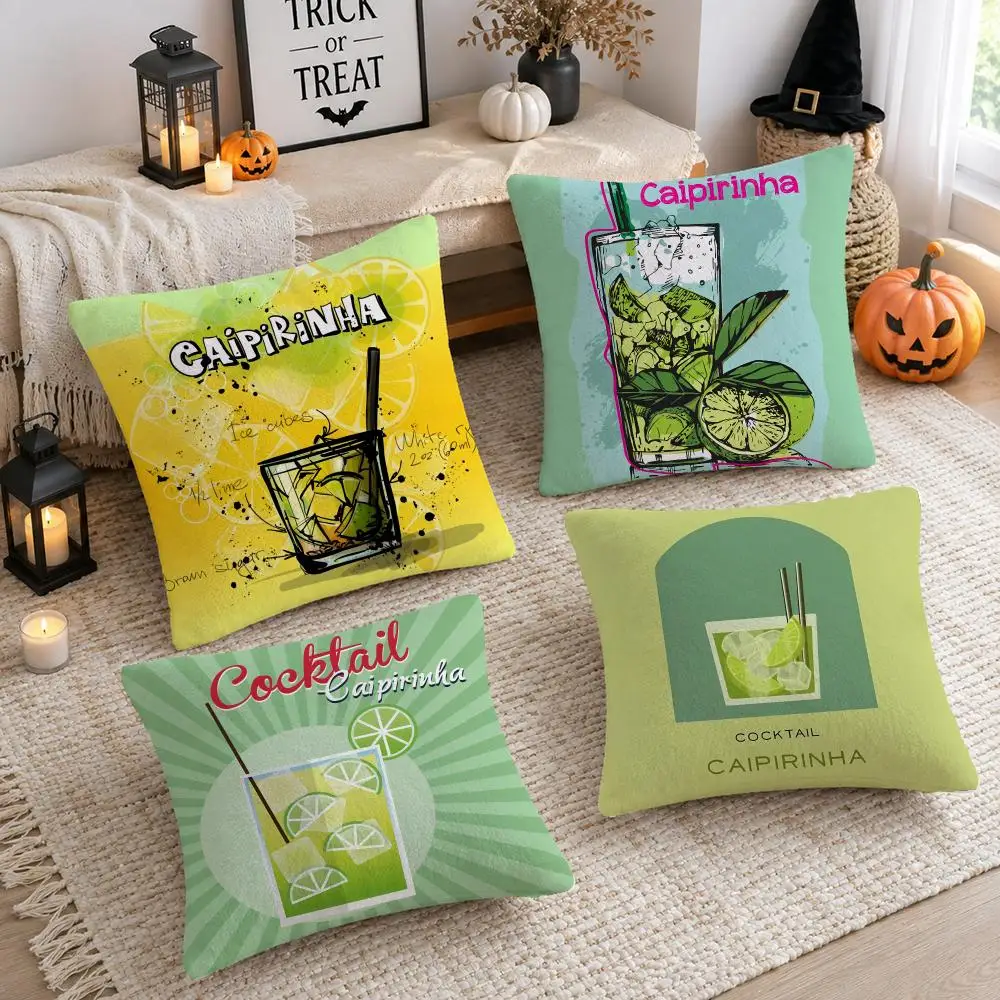 Drink C-Caipirinha Cocktail Cushion Cover Soft Plush Cushion Case Throw Pillowcase Cozy Home Sofa Bed Living Room Decor