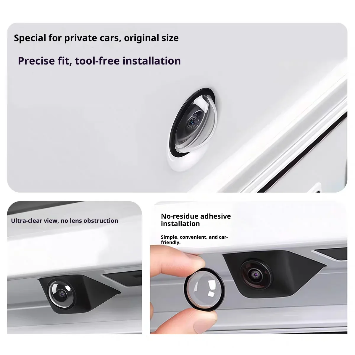 360° Panoramic Camera Protective Cover 6Pcs, HD Anti-Scratch Anti-Collision Hood for Car, Universal Fit, No Image Quality Loss
