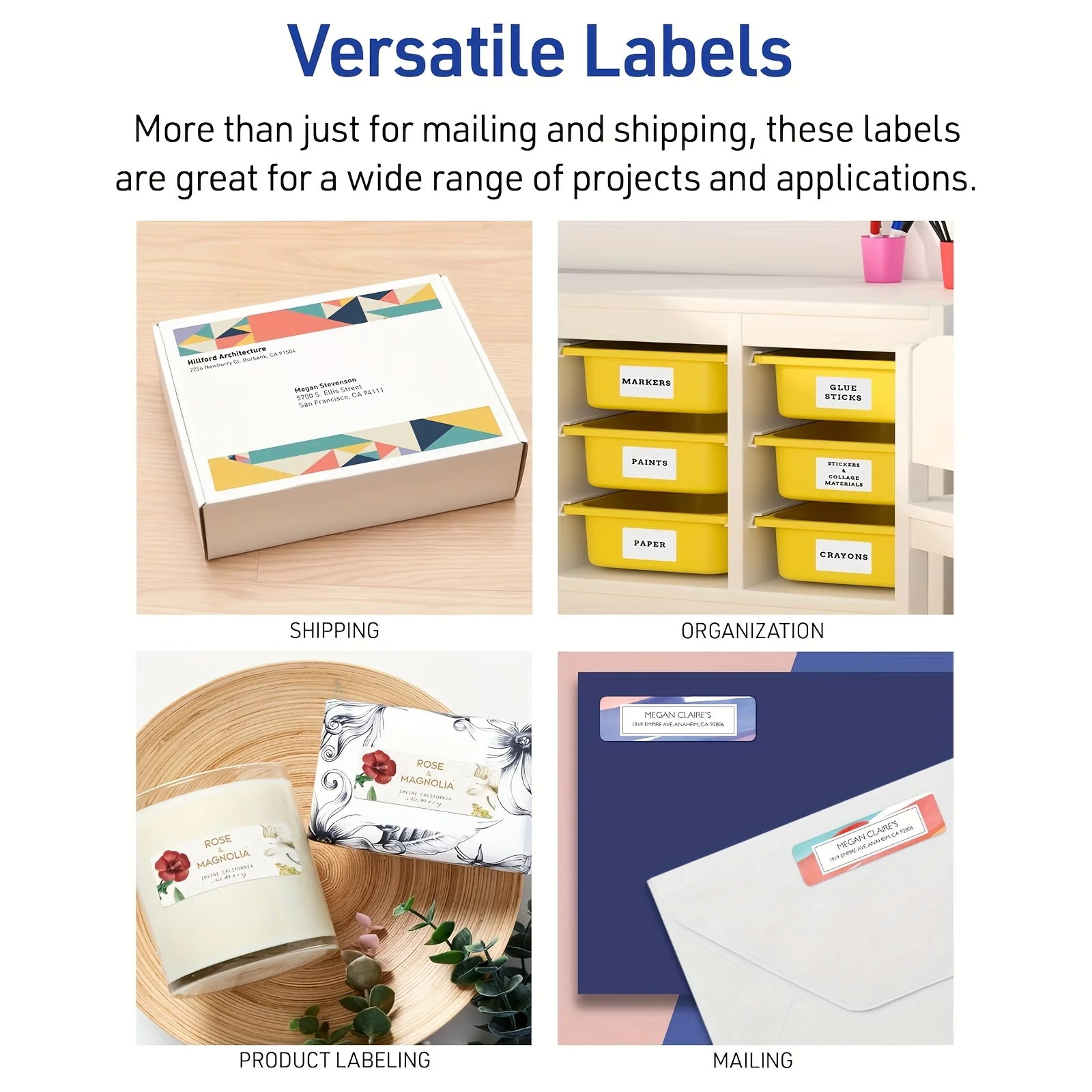 ESHANG Etichette per indirizzi Carta adesiva per stampante laser/a getto d'inchiostro Etichette postali A4 Bianco 56 per/32 per foglio