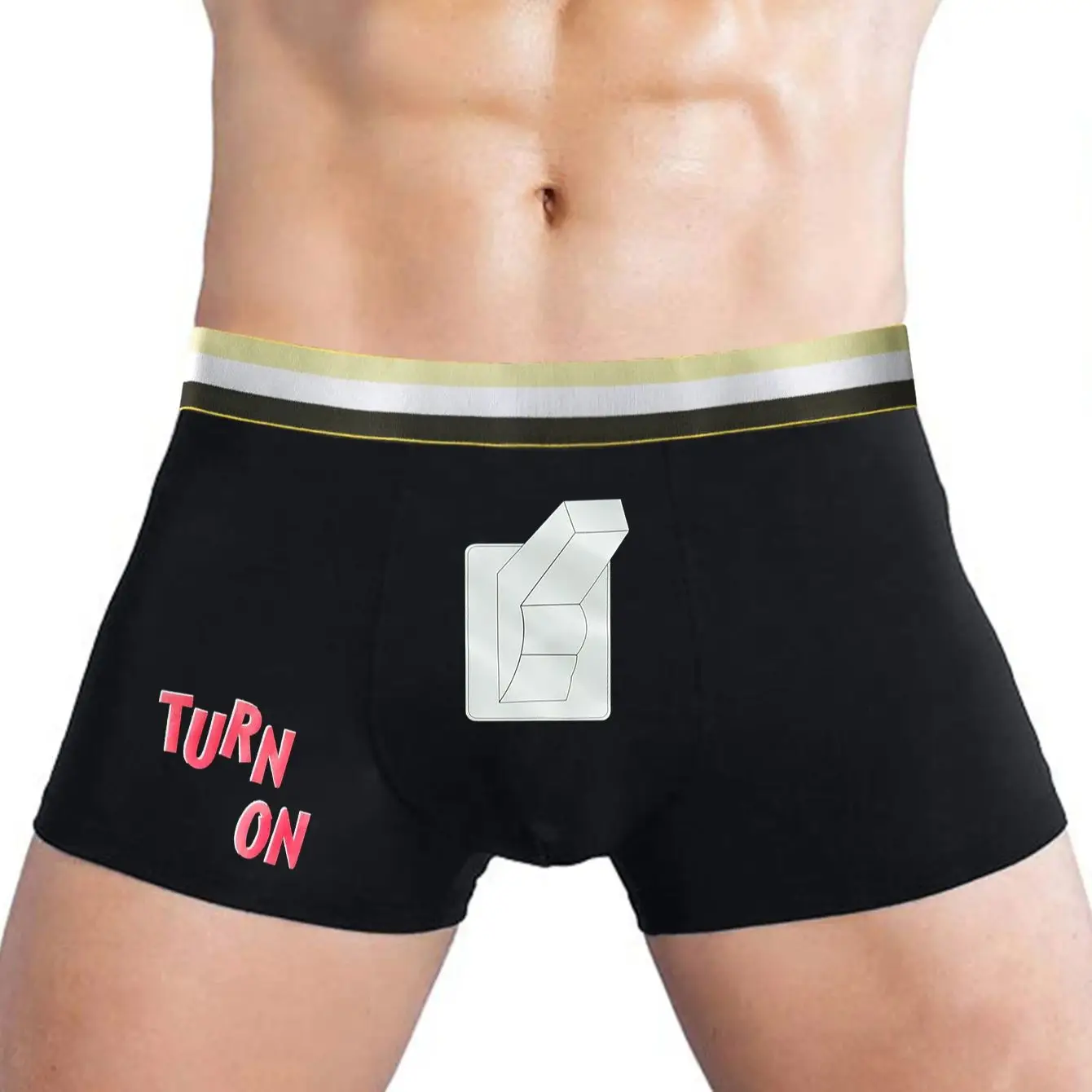 Men Sexy Underpants with Rub Me Hot Stuff Print Underwear Breathable Boxer Briefs Short