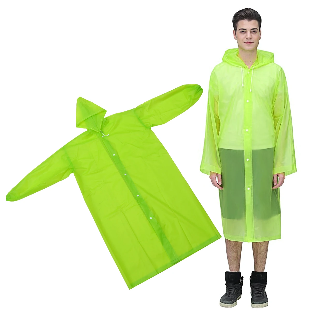 

Adult Raincoat Hood Portable Reusable Poncho for Men Women Black Lightweight Waterproof Breathable Outdoor Activities Elastic