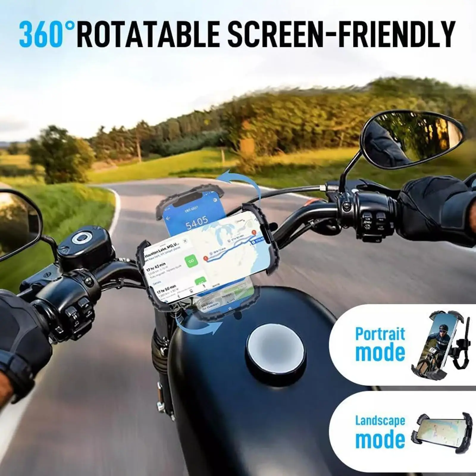 

360 Rotatable Mobile Phone Bicycle Motorcycle Phone Holder Adjustable GPS Bike Safe Bracket Support Universal For 4.7-7” Phone