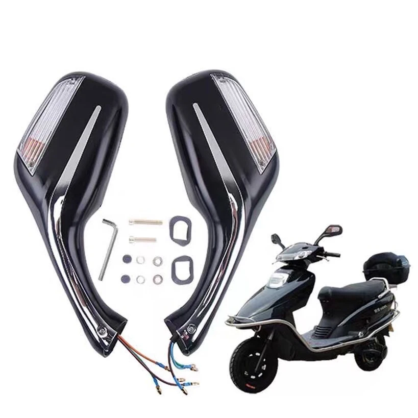 Modified Side Mirrors With Light for Honda Yamaha Kymco Suzuki Piaggio SYM Loncin 50cc-450cc 8mm Scooter Rearview Back Glasses