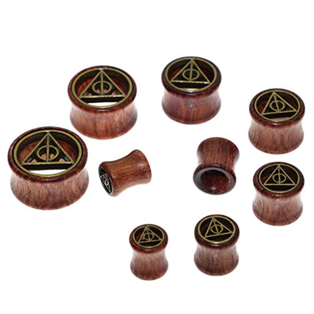 1PC Hollow Organic Wood Flesh Tunnels Double Flared Ear Stretcher Saddle Plugs Gauge 8mm - 20mm