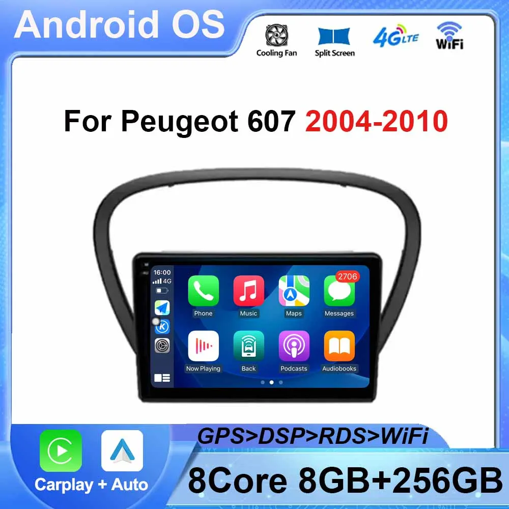 9 Inch Android OS Auto DSP IPS Scherm Voor Peugeot 607 2004-2010 Auto Speler Video GPS Navigatie Radio multimedia Head Unit