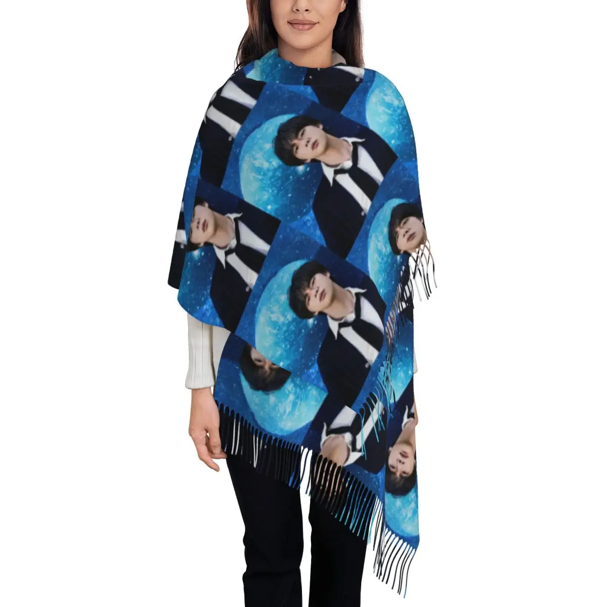 Jin The Astronaut Concept Photo Outlande Scarf Tassel Scarves for Women Soft Warm Shawls and Wraps Large Fall Winter Shawl Wrap