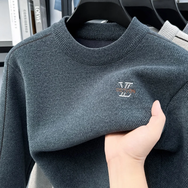 

Hot Selling Designer Quality Men's Knitted Sweater O-Neck Skin Friendly Thick Letter Embroid Pullover Winter Versatile Menswear