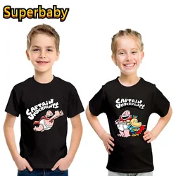 Hot Sale Cartoon Kids T shirt Captain Underpants Superhero Graphic Funny Baby Boys Girls Clothes Summer Children Cotton T-Shirt