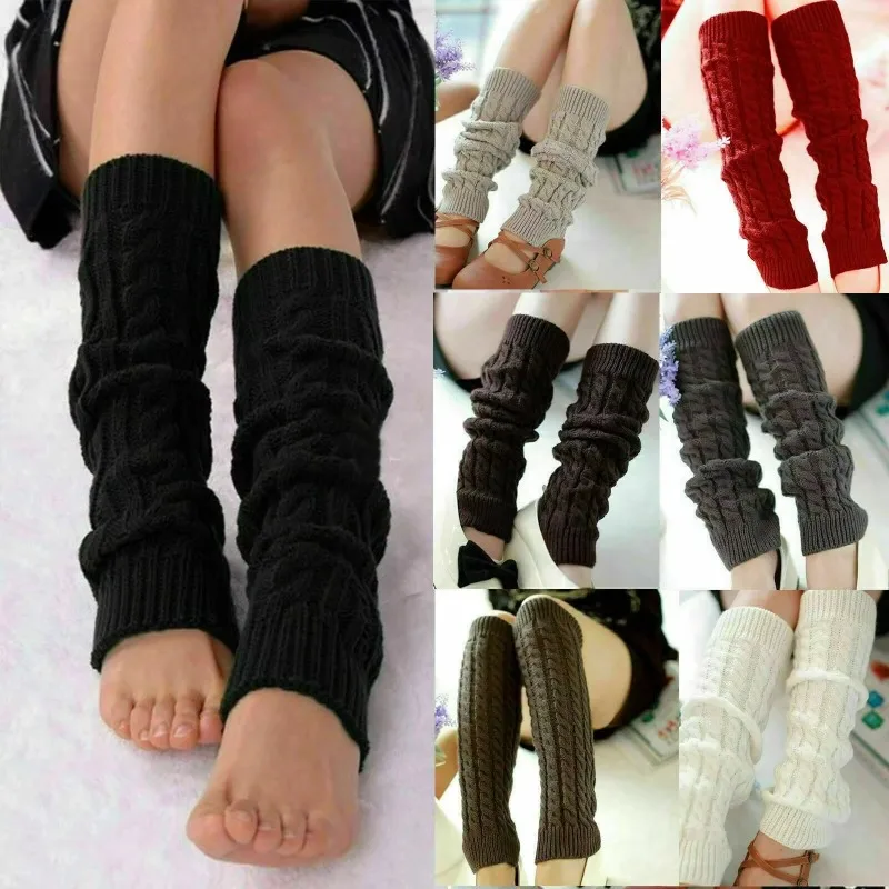 Woman Thigh High Warm Black Christmas Gifts Knit Knitted Knee Socks Winter Leg Warmers for Women Fashion Gaiters Boot Cuffs