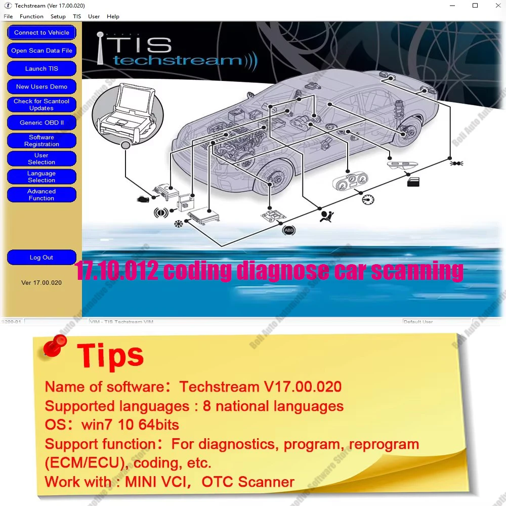 2024 For Toyota Techstream V16.30.013 scanning software ECM ECU +Techstream17.10.012 coding diagnose car scanning OTC Scanner