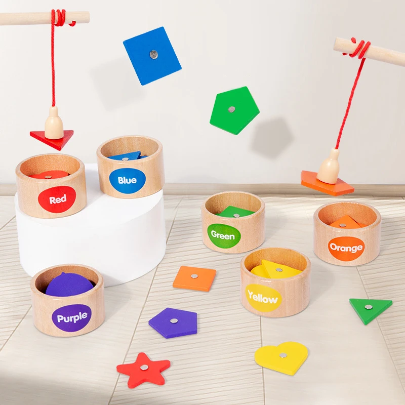 Treno magnetico Forma di colore Ordinamento Giocattoli Montessori Gioco parrocchiale Giocattoli educativi in legno abbinati geometrici sensoriali per regali per bambini