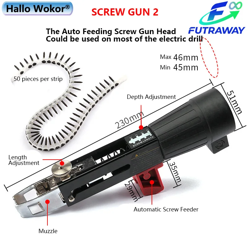 Automatic Screw Gun Automatic Chain Nail Gun Electric Drill Screw Tightening Equipment Woodworking Tool Automatic Chain Nail Gun