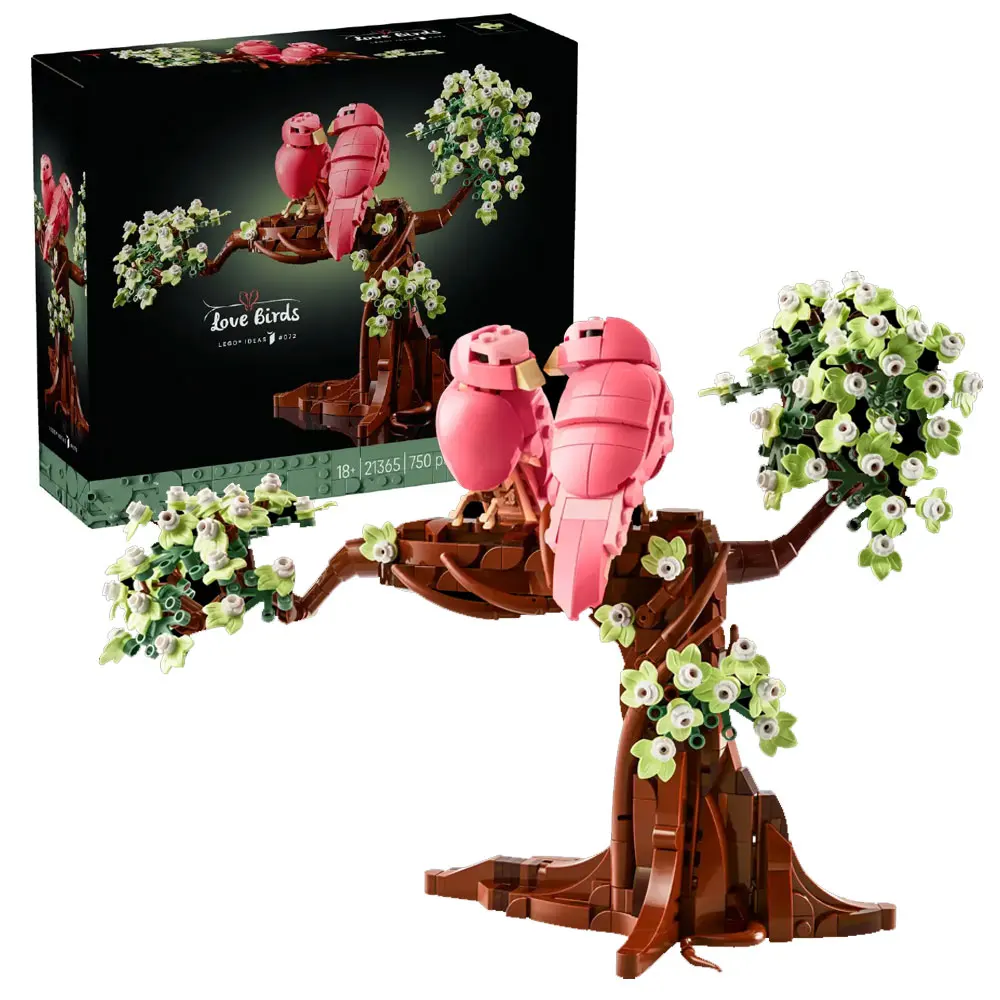

750PCS Creative Romantic Love Birds Model Building Blocks Pink Birds on a Blossoming Tree Bricks Toy Gift for Valentine’s Day