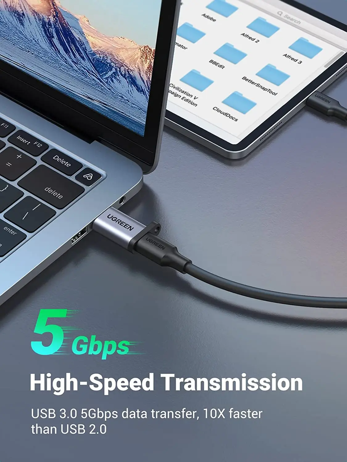 UGREEN USB Cメス-USBオス変換アダプター、Type C - USB A充電ケーブルコンバーター、高速データ転送アダプター