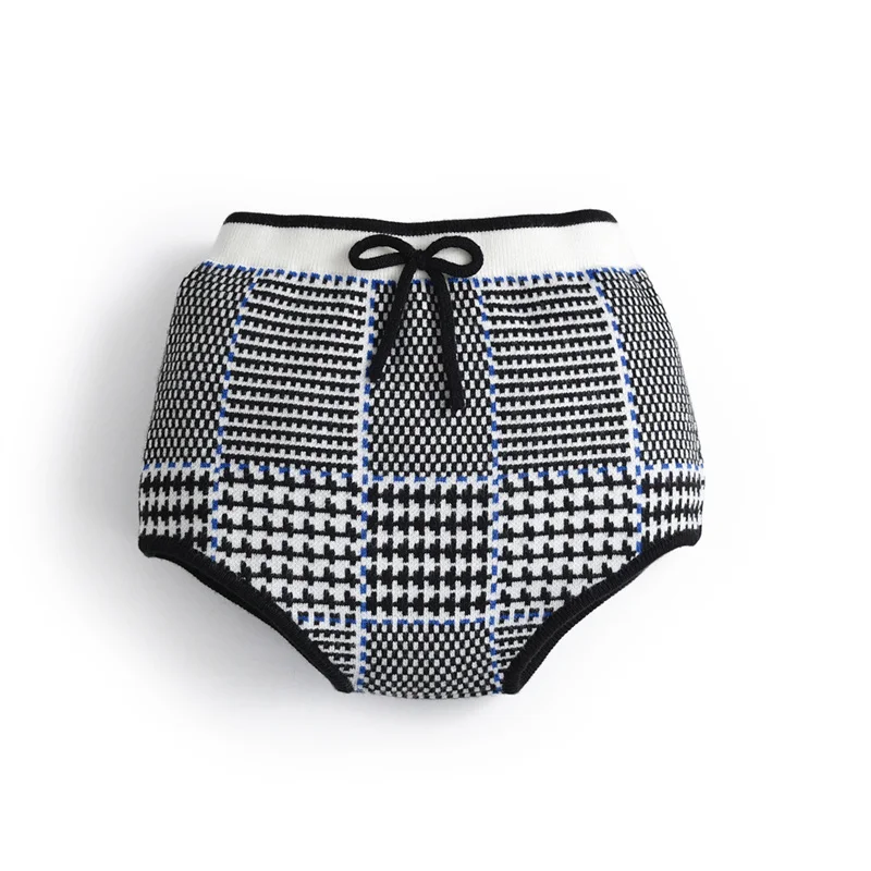 Newborn Thousand Bird Elasticity Knitted Shorts Autumn Spring 6m-4y Baby Girl Knitting Panty Clothing With Bow