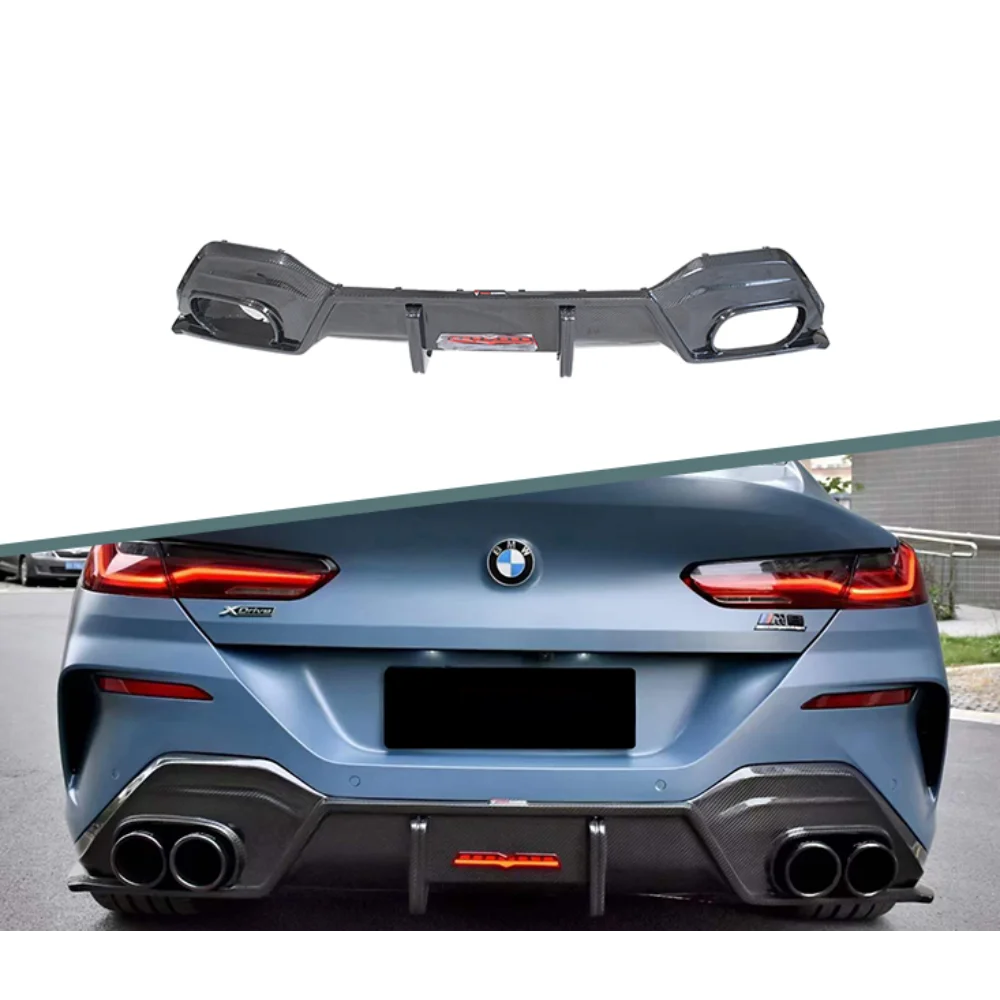 For BMW 8 Series G16 2019-2023 Real Dry Carbon Fiber Rear Diffuser Rear Lip Perfect Installation Rear Spoiler