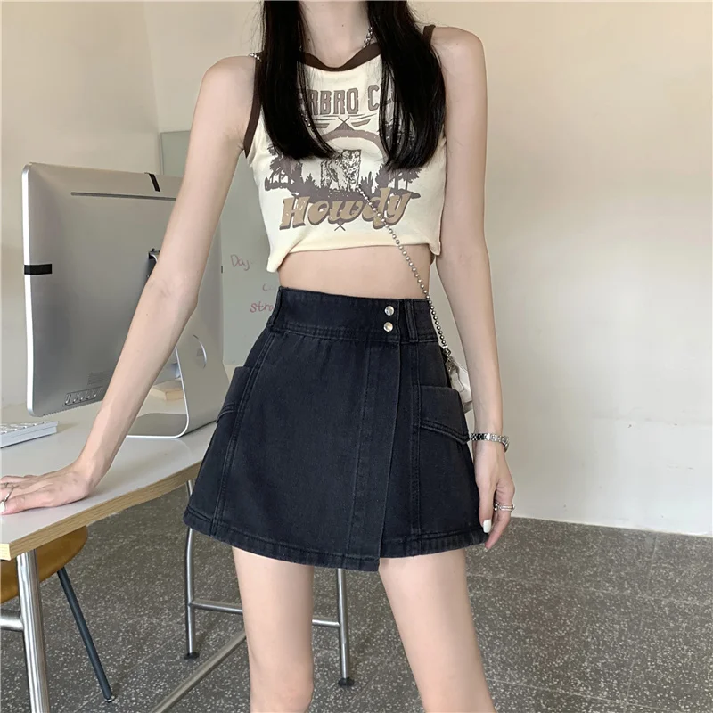 Women\'s 5XL Y2K Vintage Denim Dress Oversized High Waist Mini A-line Denim Short Leisure Summer Skirt Pants Korean Style 2023